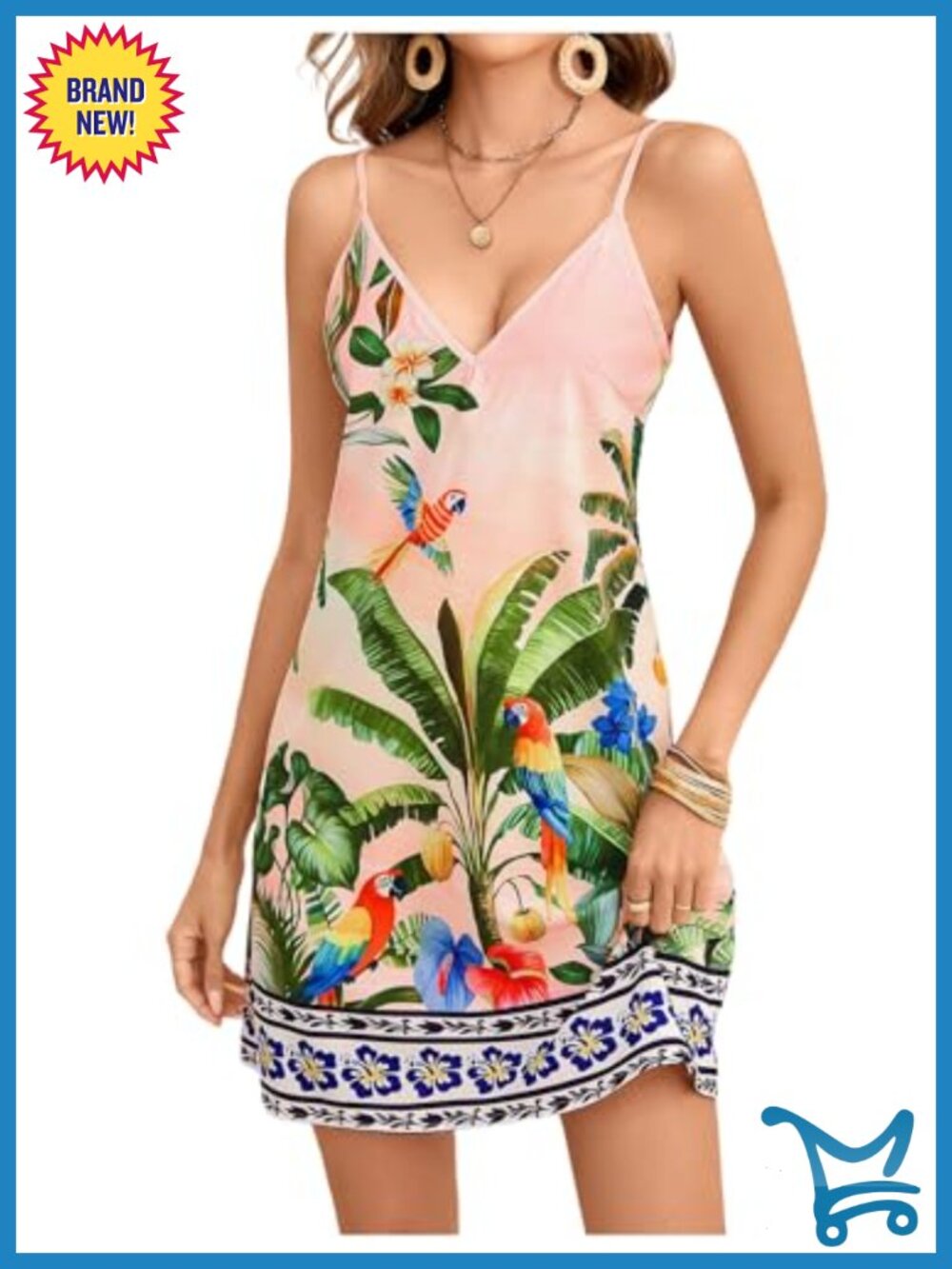 Boho Tropical Mini Dress Low Back Floral Sleeveless